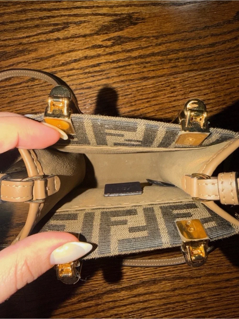 Fendi Brown & Black FF Monogram Mini Tote with Tortoiseshell Handle